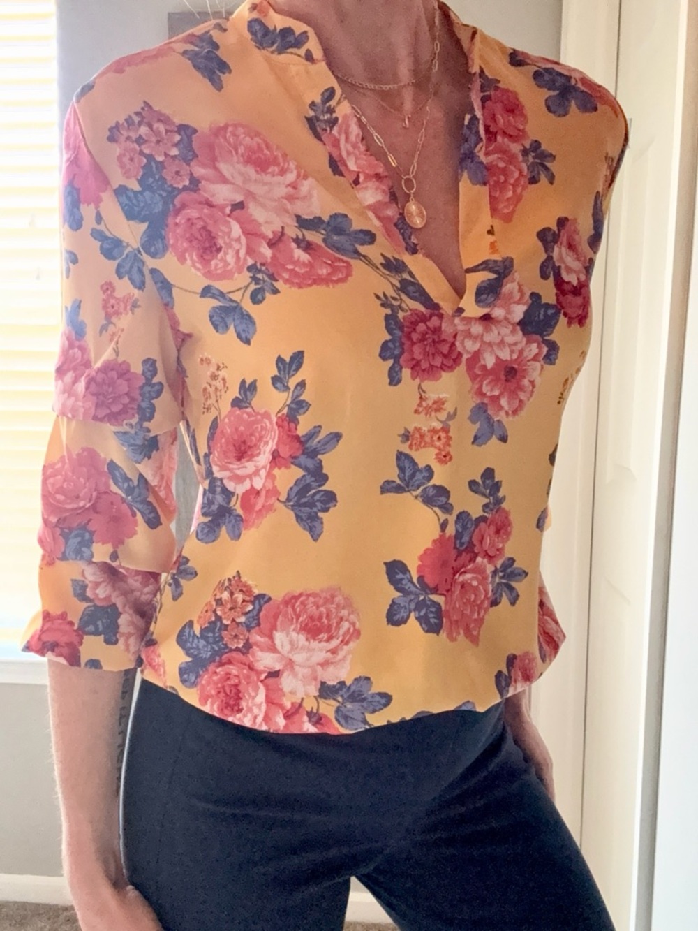 Liberty Love Yellow Floral Ruffle Sleeve Blouse